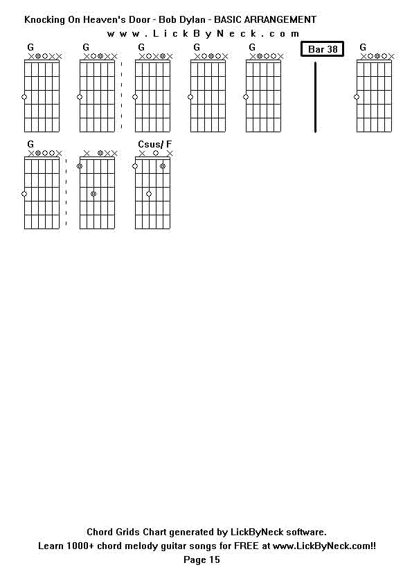 Chord Grids Chart of chord melody fingerstyle guitar song-Knocking On Heaven's Door - Bob Dylan - BASIC ARRANGEMENT,generated by LickByNeck software.